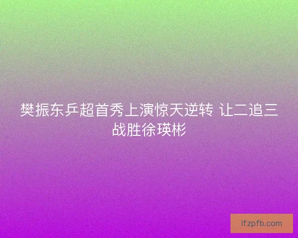 樊振东乒超首秀上演惊天逆转 让二追三战胜徐瑛彬